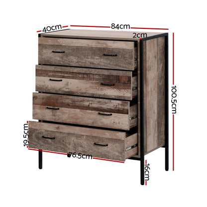 Rustic Look 4 Drawer Tallboy - FREE SHIPPING