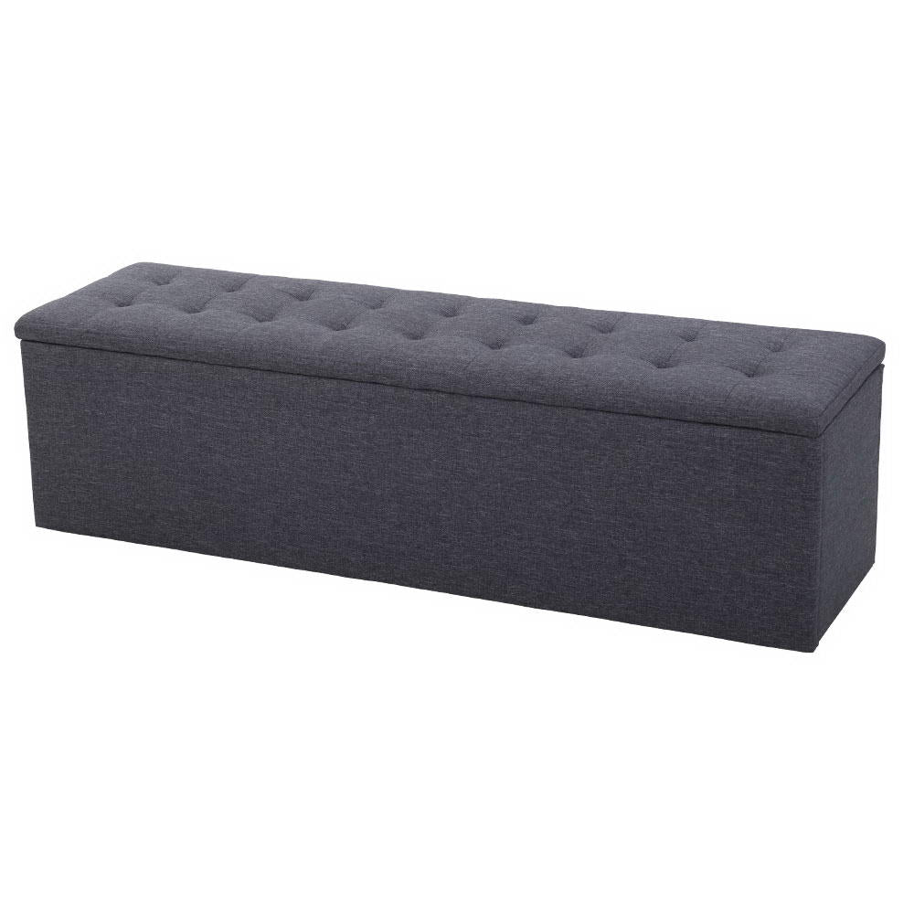 140cm Dark Grey Linen Storage Ottoman - FREE SHIPPING