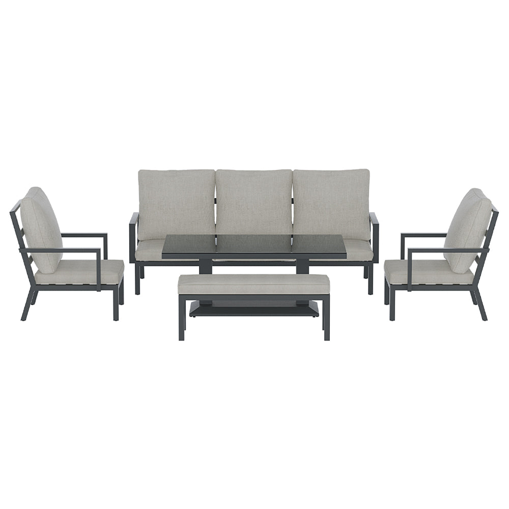 Gardeon 5-Piece Outdoor Furniture Setting Table Chair Set Aluminium Sofa 7-Seater