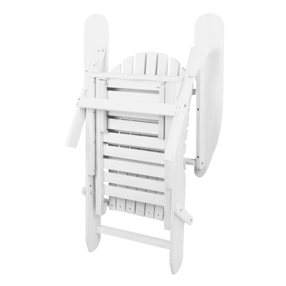 Gardeon Adirondack Outdoor Chairs Wooden Foldable Sun Lounge Patio Furniture White