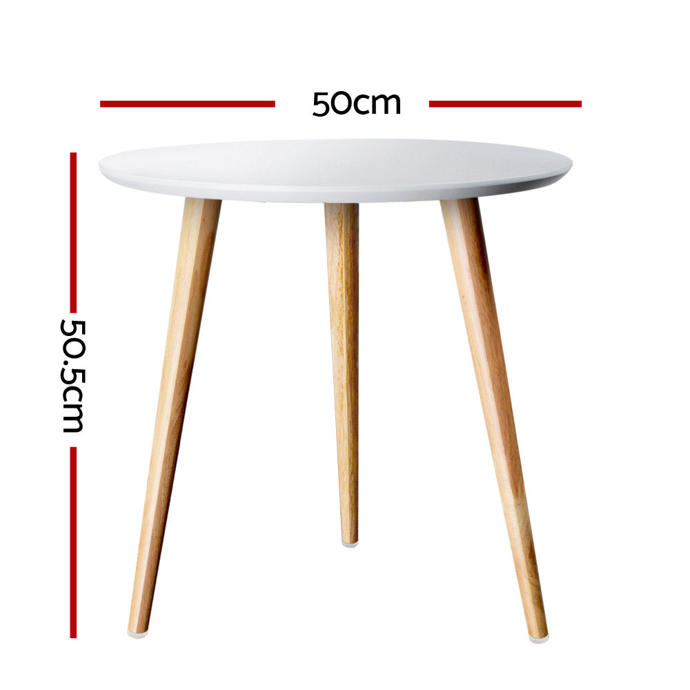 Scandinavian Round Table - White - 50cm - FREE SHIPPING