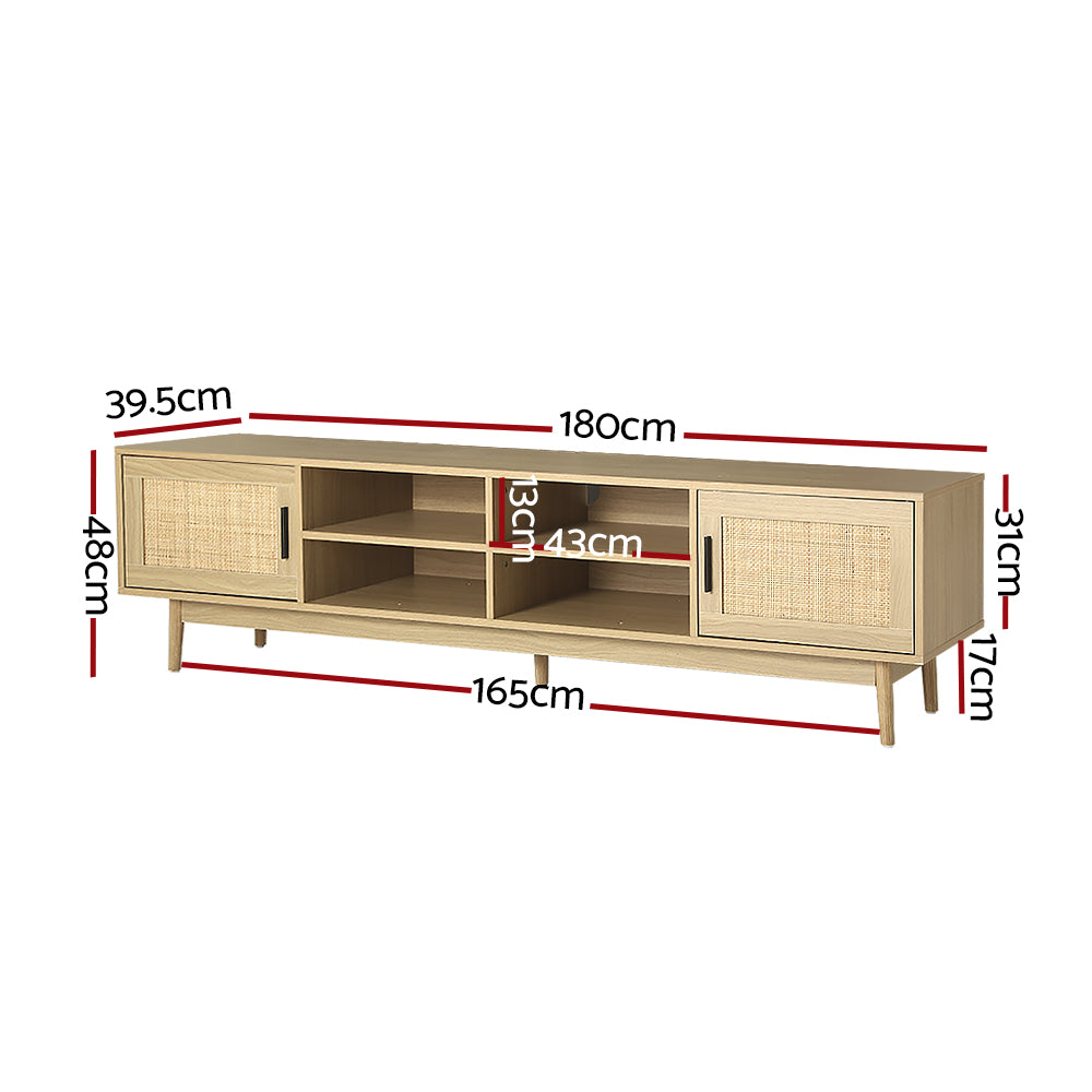 180cm Rattan Wooden TV Cabinet / Entertainment Unit - FREE SHIPPING