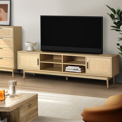180cm Rattan Wooden TV Cabinet / Entertainment Unit - FREE SHIPPING