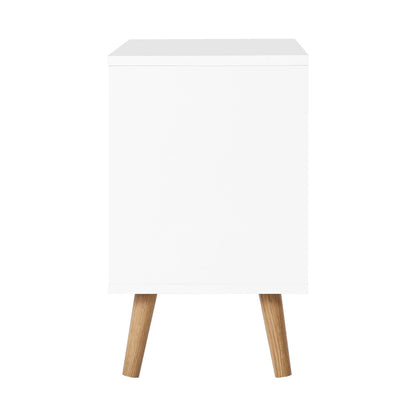 Scandinavian Inspired Bedside Table (White) with 2 Drawers - FREE SHIPPING