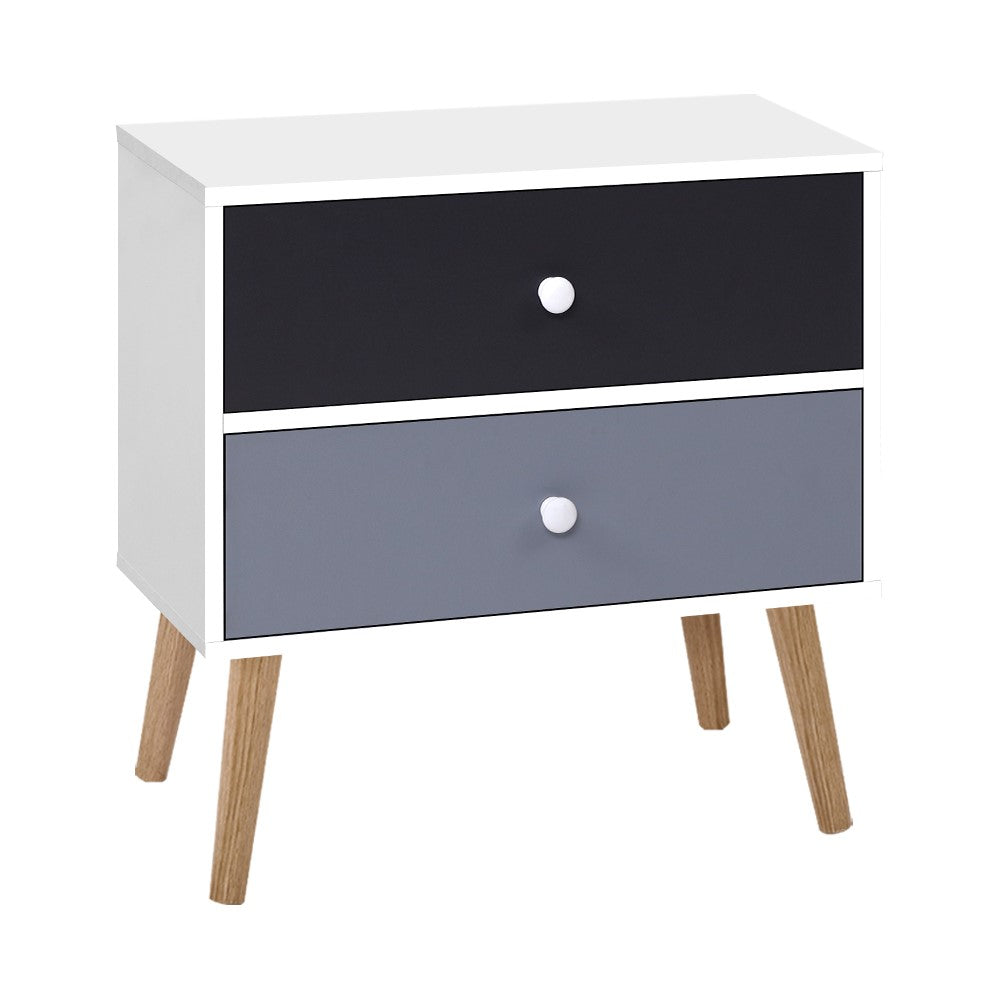 Two Tone Scandinavian Inspired Bedside Table With Drawers - FREE SHIPPING