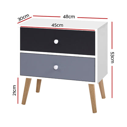 Two Tone Scandinavian Inspired Bedside Table With Drawers - FREE SHIPPING