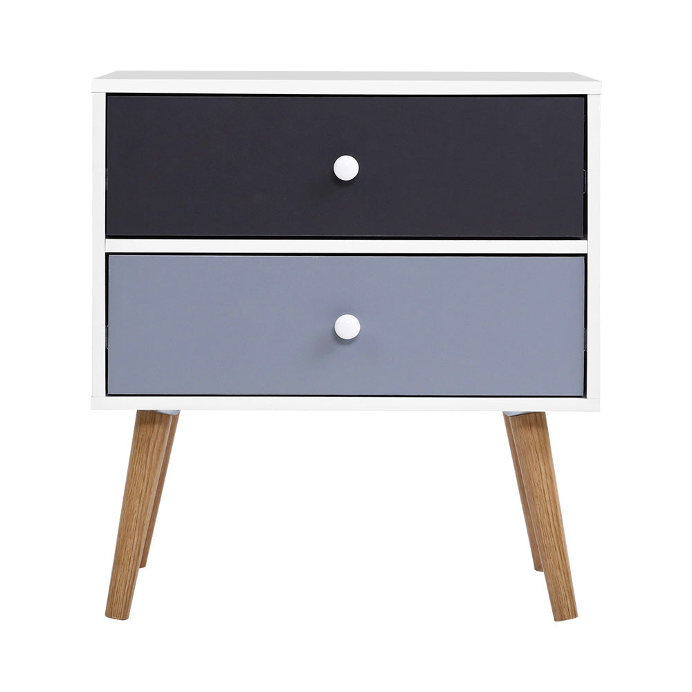 Two Tone Scandinavian Inspired Bedside Table With Drawers - FREE SHIPPING