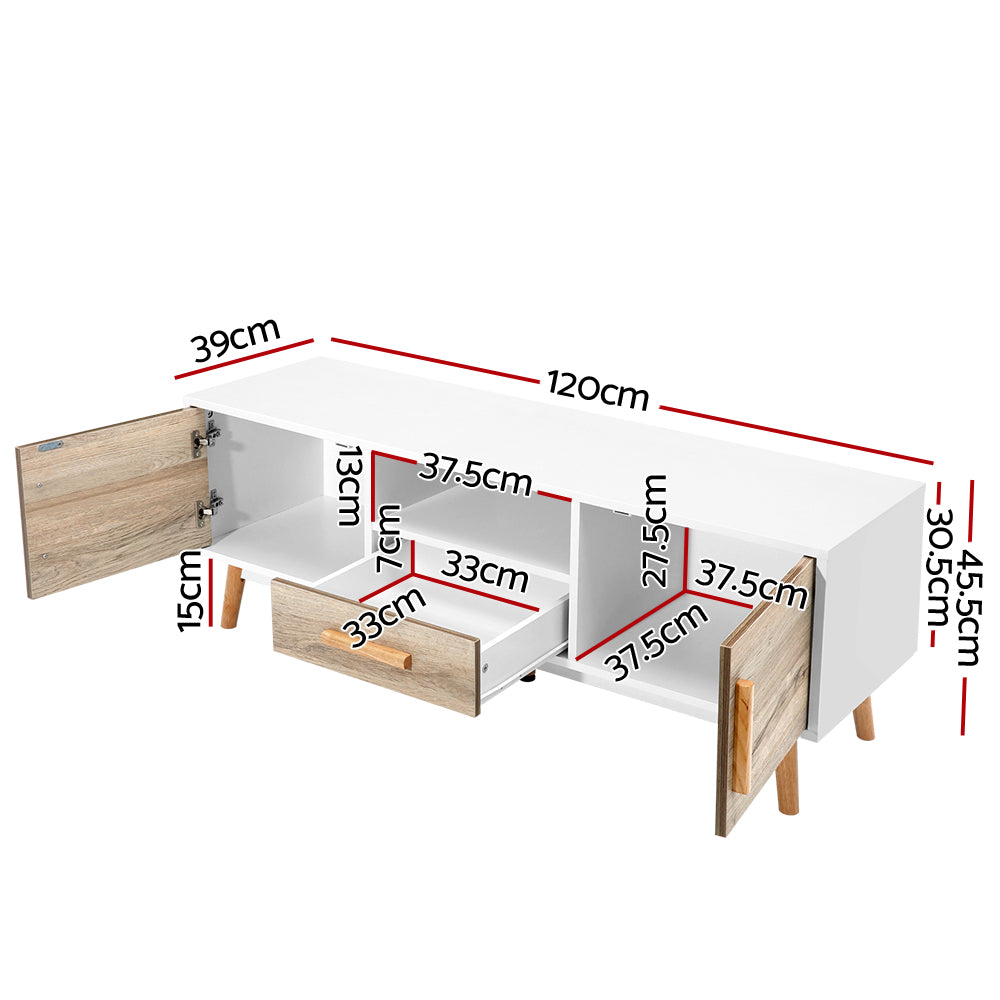 120cm Scandinavian Styles Two Tone Wooden Entertainment Unit - FREE SHIPPING