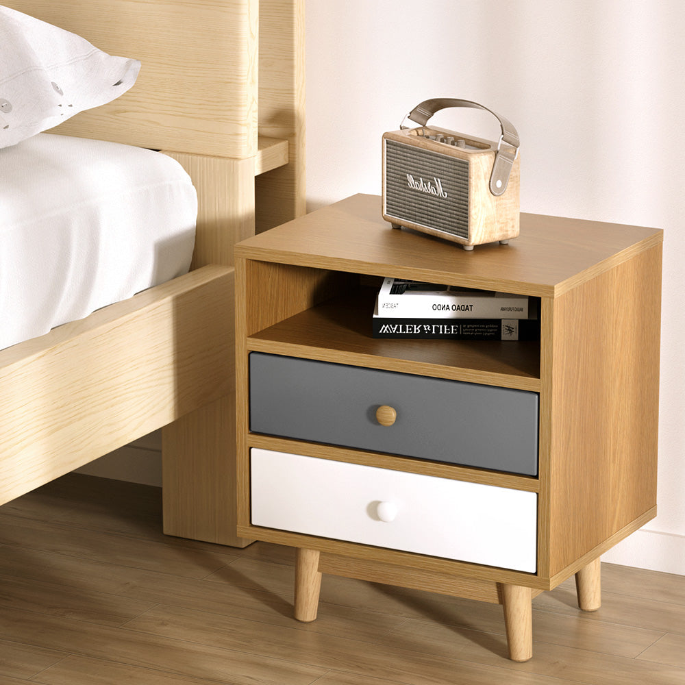 Scandinavian Inspired Wooden Bedside Table - FREE SHIPPING