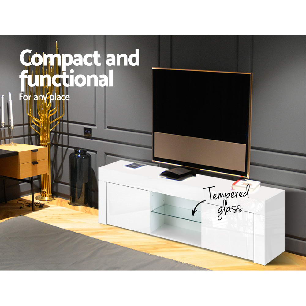 130cm White Gloss TV Cabinet / Entertainment Unit - FREE SHIPPING