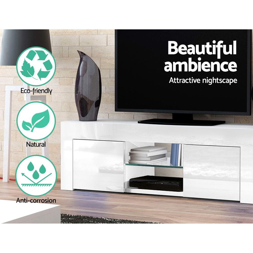 130cm White Gloss TV Cabinet / Entertainment Unit - FREE SHIPPING