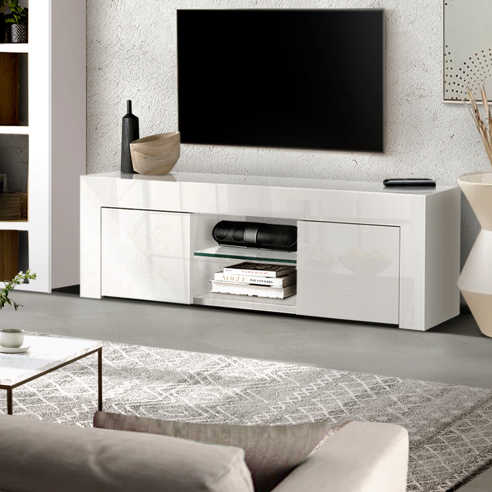 130cm White Gloss TV Cabinet / Entertainment Unit - FREE SHIPPING