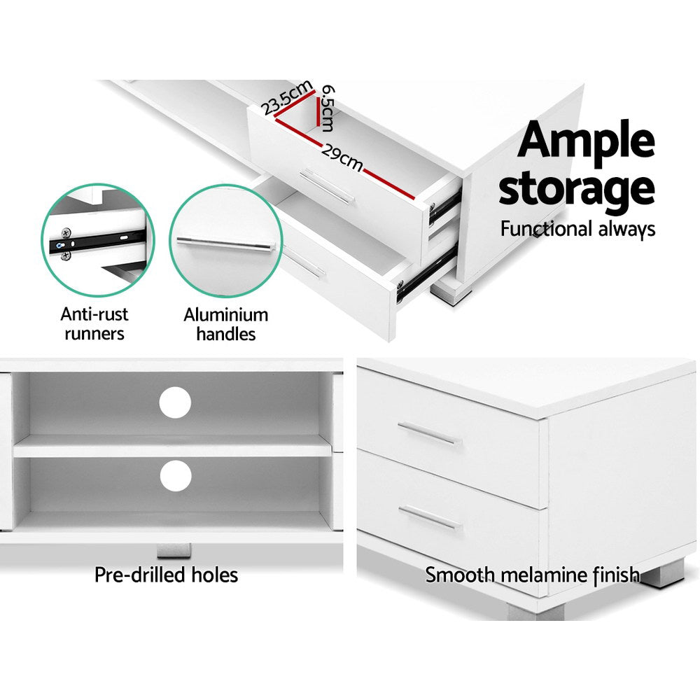 120cm White Classic TV Stand / Entertainment Unit - FREE SHIPPING