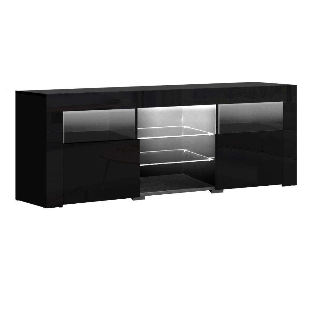 160cm Black Gloss LED TV Cabinet / Entertainment Unit - FREE SHIPPING