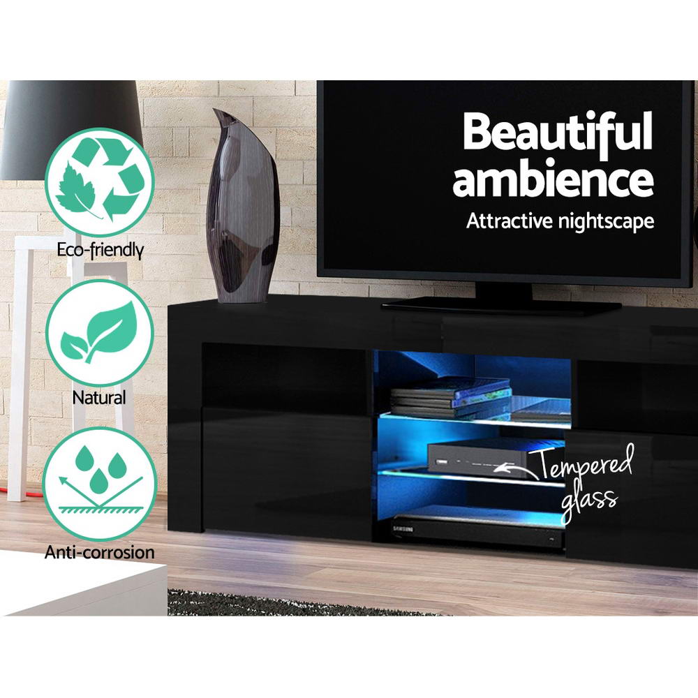 160cm Black Gloss LED TV Cabinet / Entertainment Unit - FREE SHIPPING