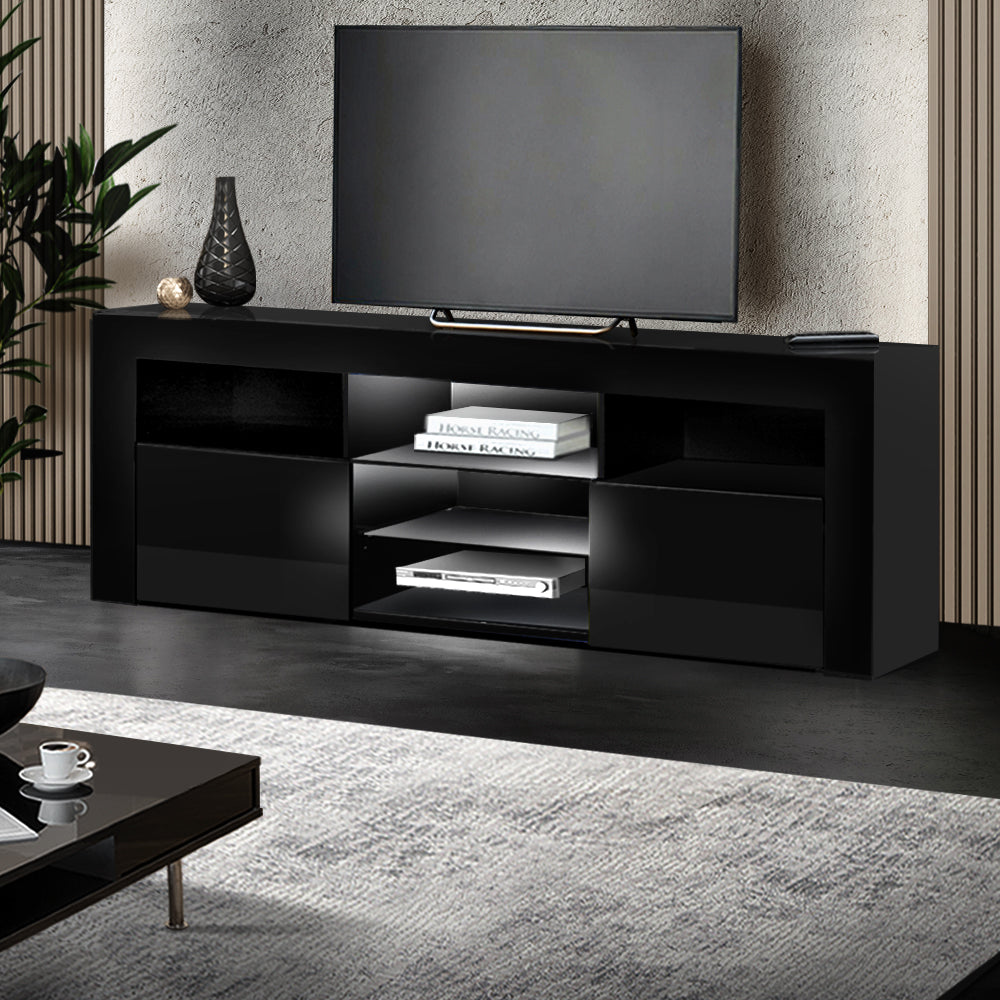 160cm Black Gloss LED TV Cabinet / Entertainment Unit - FREE SHIPPING