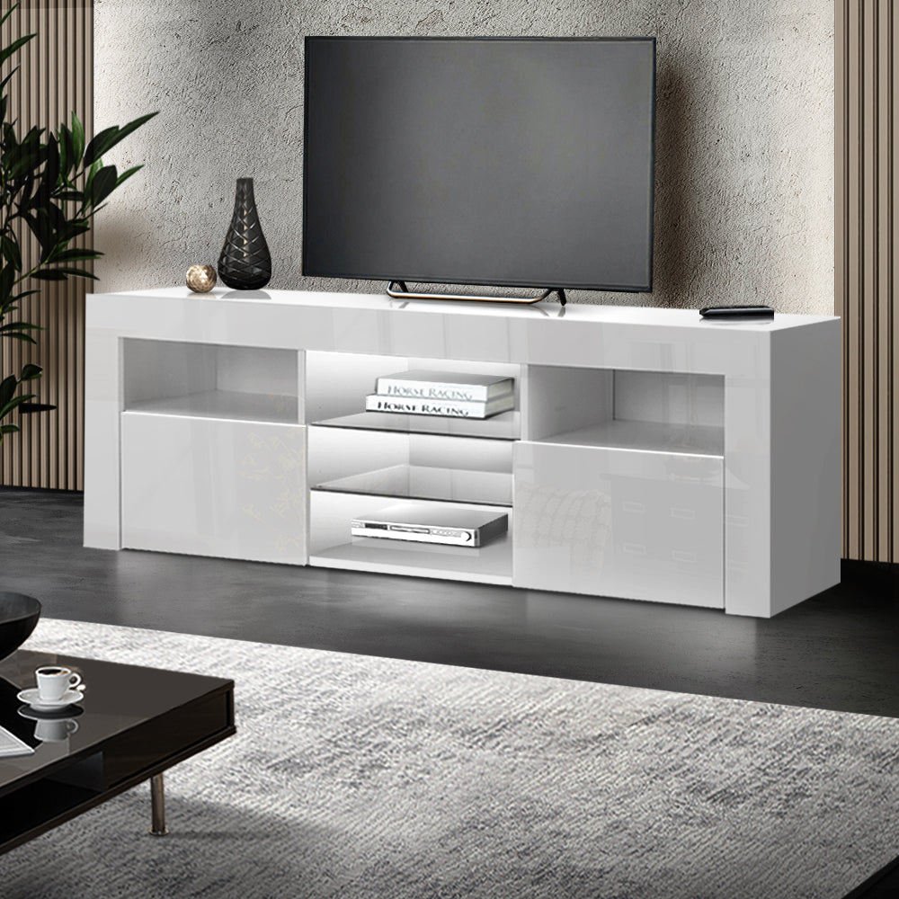160cm Gloss White LED TV Cabinet / Entertainment Unit - FREE SHIPPING