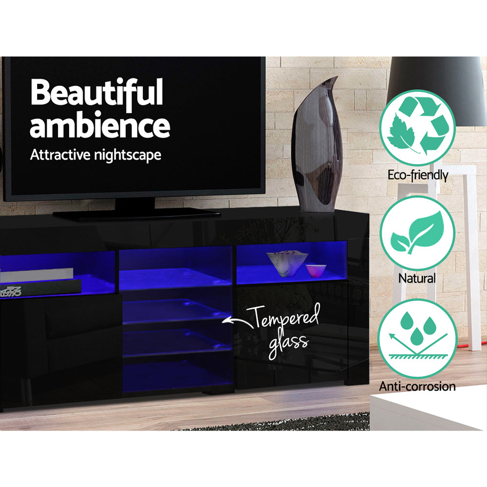 180cm Black Gloss LED TV Cabinet / Entertainment Unit - FREE SHIPPING