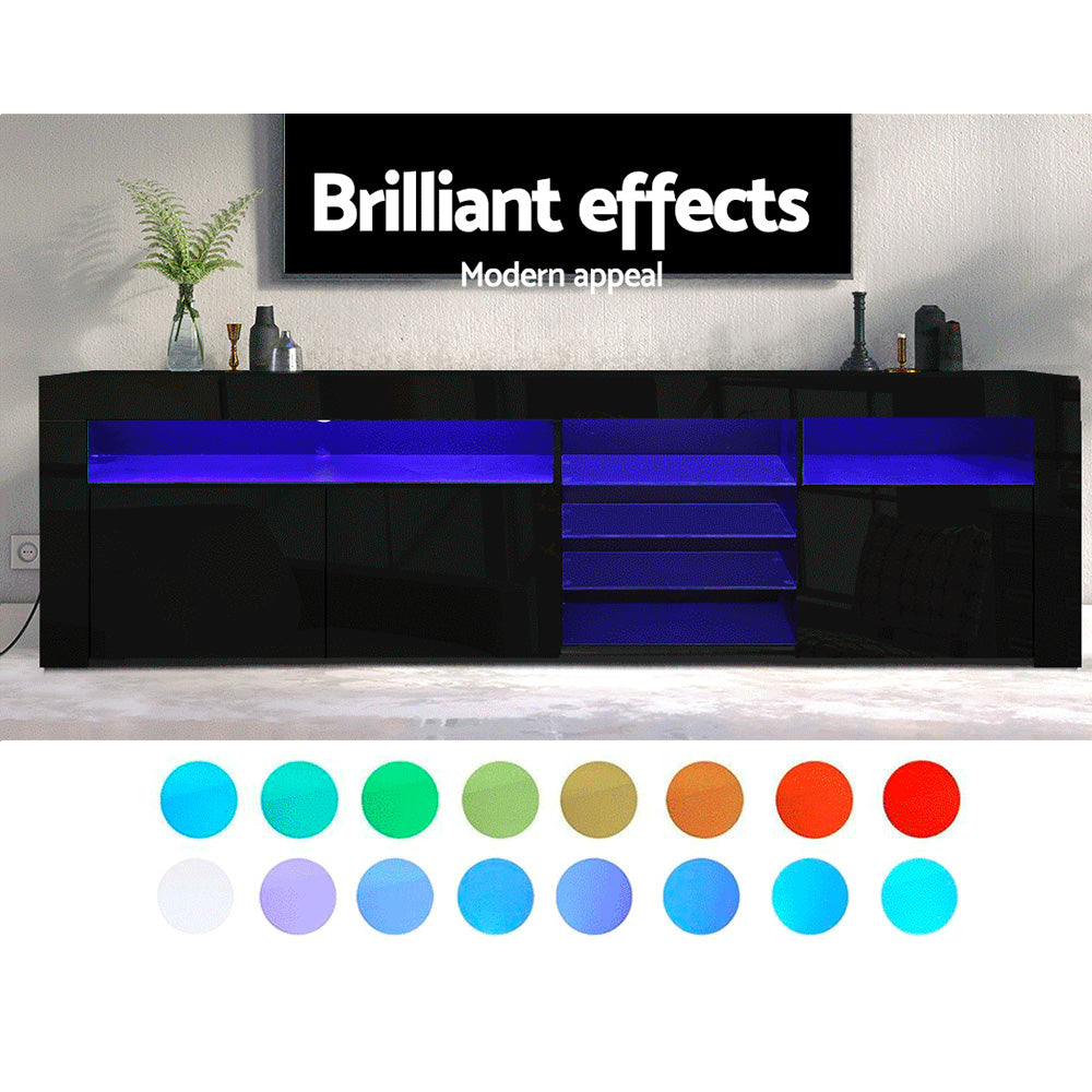 180cm Black Gloss LED TV Cabinet / Entertainment Unit - FREE SHIPPING