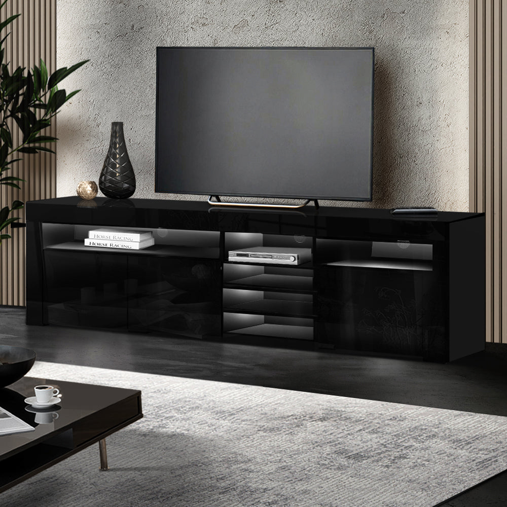 180cm Black Gloss LED TV Cabinet / Entertainment Unit - FREE SHIPPING