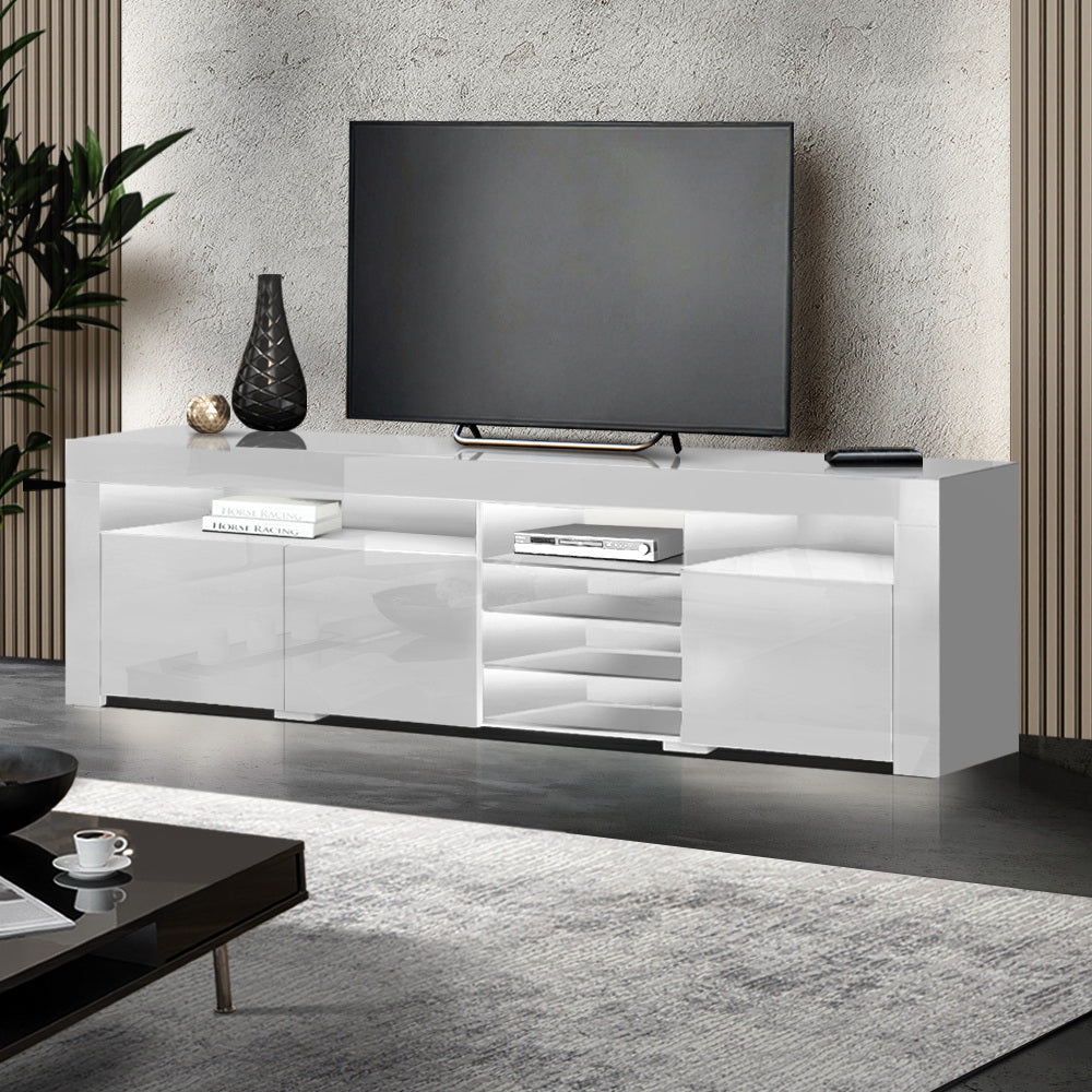 180cm Gloss White LED TV Cabinet / Entertainment Unit - FREE SHIPPING