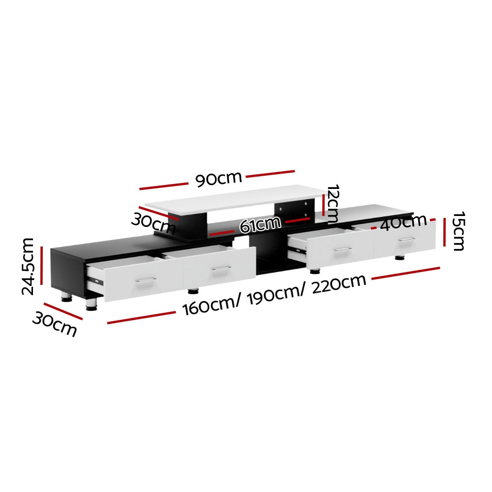 220cm Two Tone TV Cabinet / Entertainment Unit with Storage Drawers - FREE SHIPPING