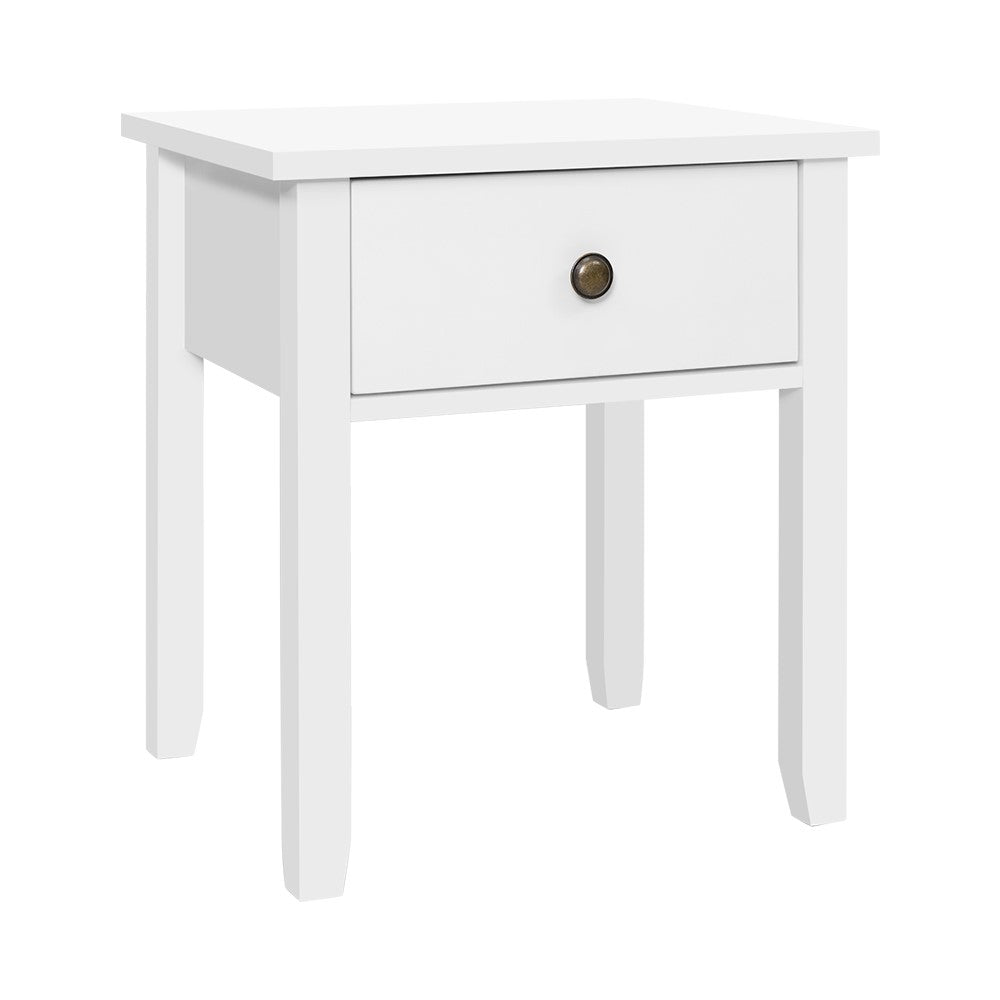 Classic White Bedside Table with Drawer - FREE SHIPPING