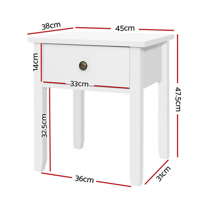 Classic White Bedside Table with Drawer - FREE SHIPPING