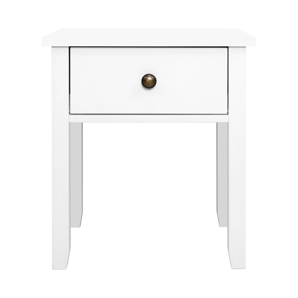 Classic White Bedside Table with Drawer - FREE SHIPPING