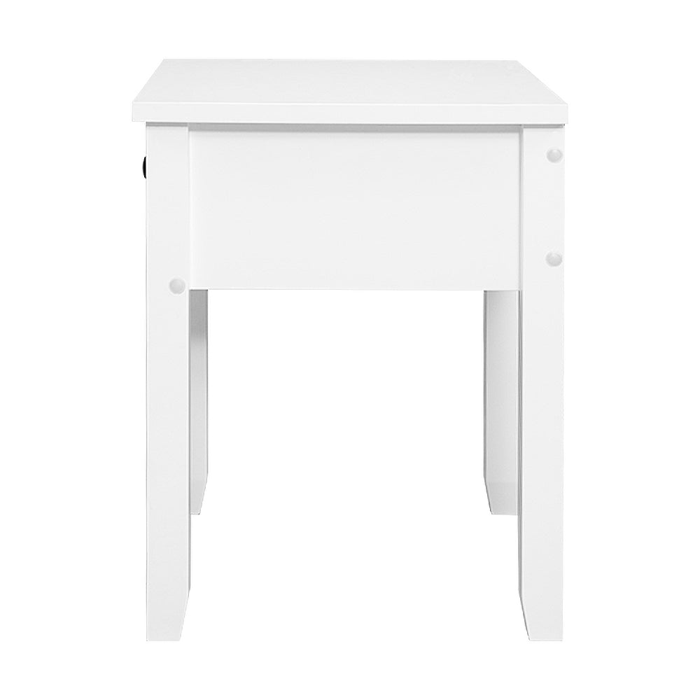 Classic White Bedside Table with Drawer - FREE SHIPPING