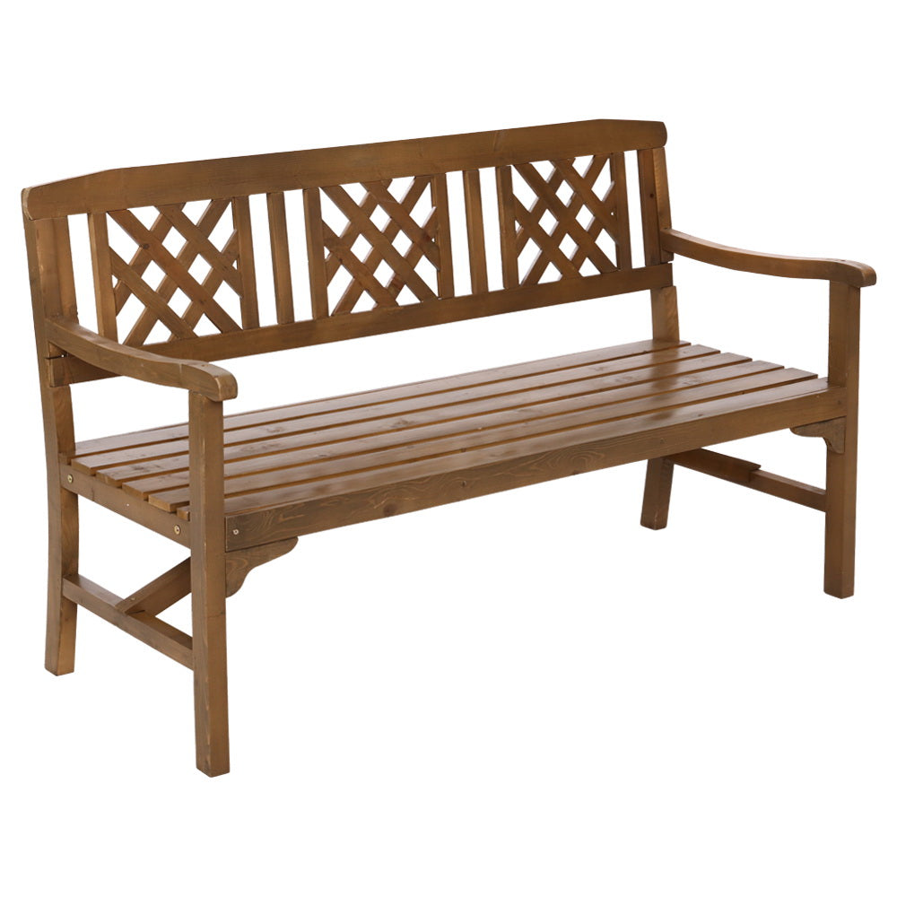 Gardeon Outdoor Garden Bench Wooden Chair 3 Seat Patio Furniture Lounge Natural