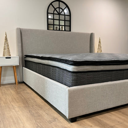 Manhattan King Bed Frame & Giselle Pocket Mini Spring Mattress 9-Zone King Mattress Combo