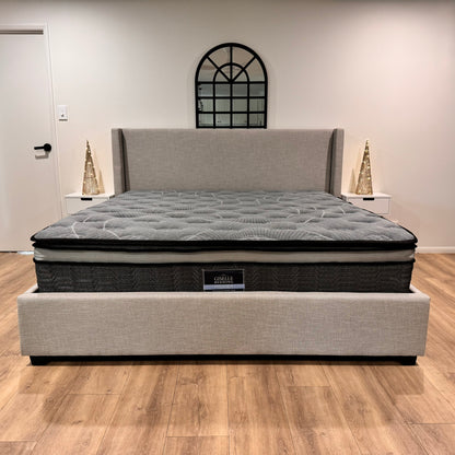 Manhattan King Bed Frame & Giselle Pocket Mini Spring Mattress 9-Zone King Mattress Combo