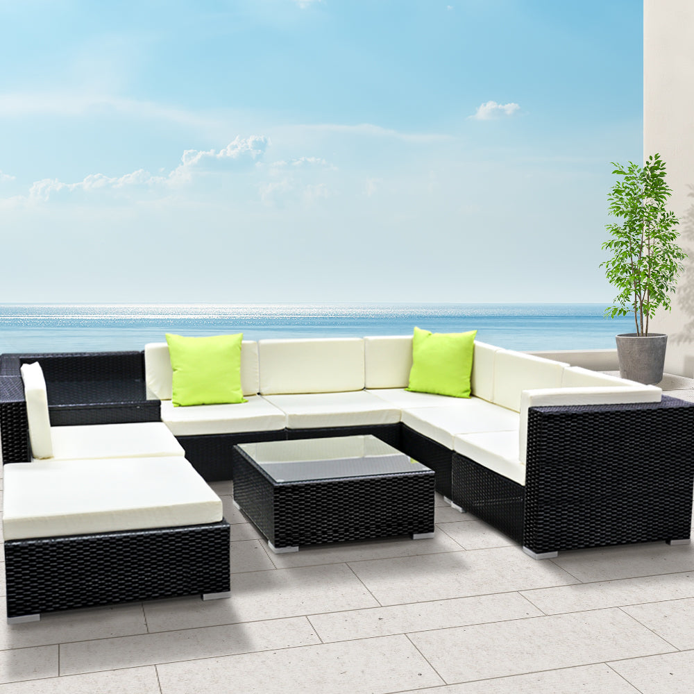 Gardeon 9-Piece Outdoor Sofa Set Wicker Couch Lounge Setting 7 Seater