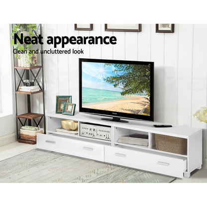 180cm White Classic TV Stand / Entertainment Unit with Drawers - FREE SHIPPING