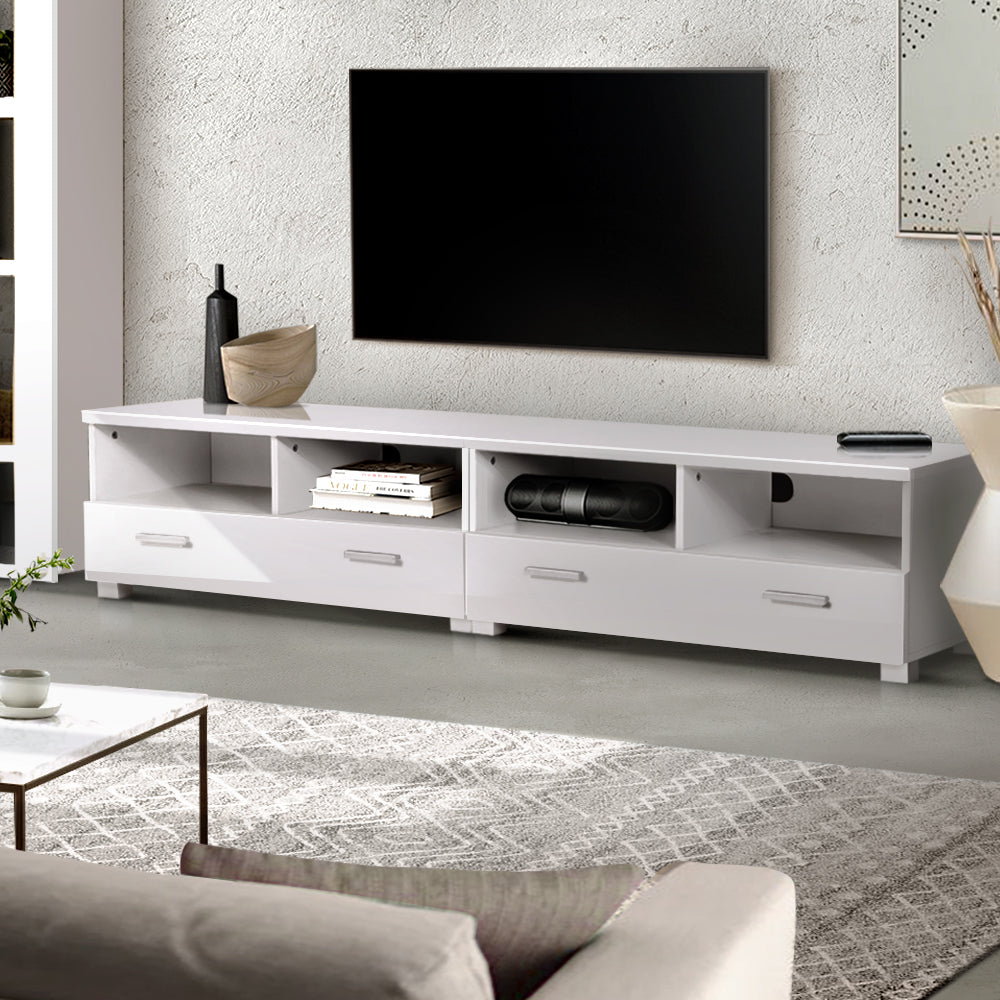 180cm White Classic TV Stand / Entertainment Unit with Drawers - FREE SHIPPING