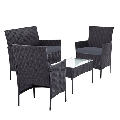 Gardeon 4 Piece Outdoor Lounge Setting Patio Furniture Sofa Set Grey